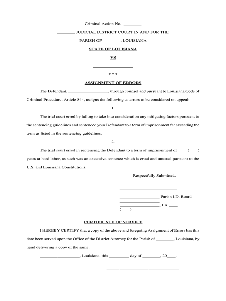 State of Louisiana VS Nicholas Revish Louisiana  Form