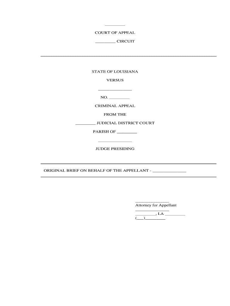 State of Louisiana Court of Appeal, Fourth Circuit  Form