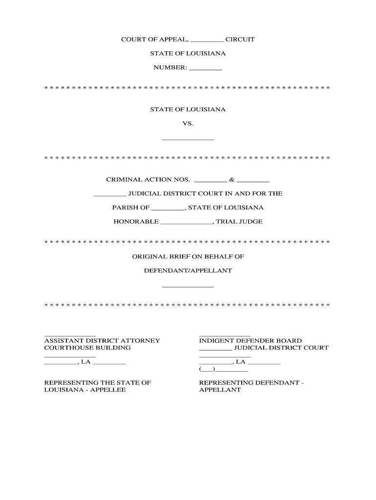 State of Louisiana Court of Appeal, Second Circuit  Form