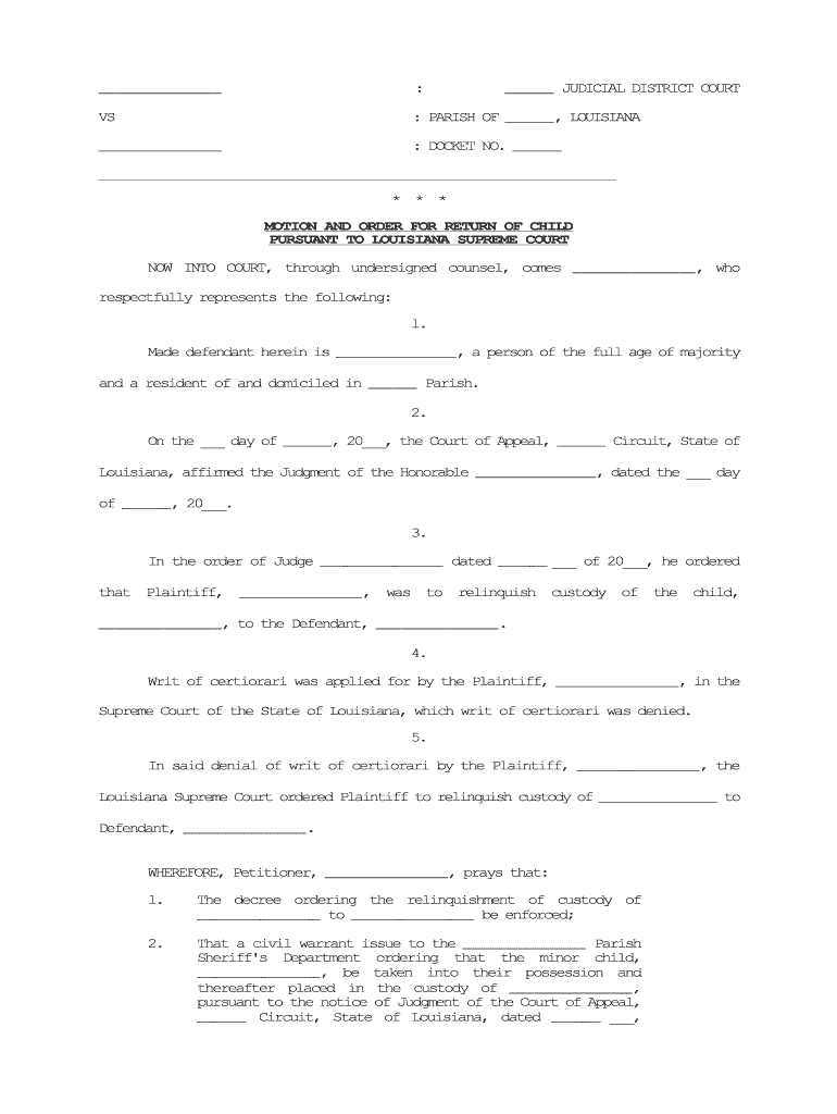 PURSUANT to LOUISIANA SUPREME COURT  Form