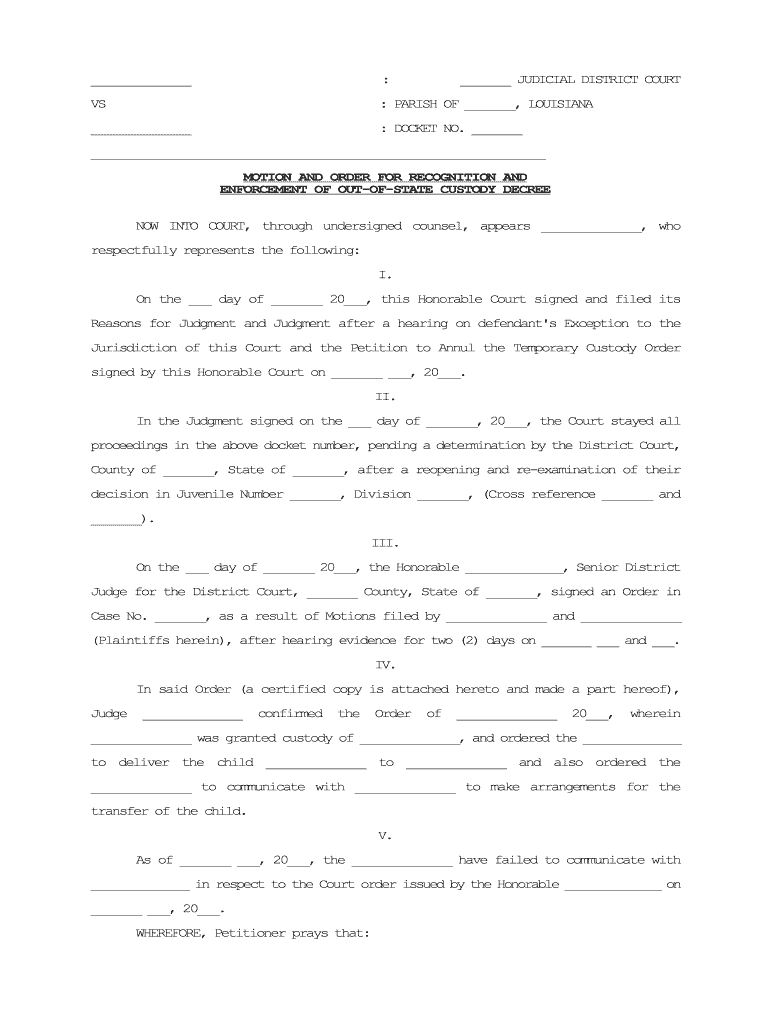 21st Judicial District Court Custody  Form