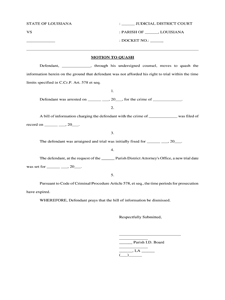 STATE of LOUISIANA VERSUS BRANDON STEIN  Form