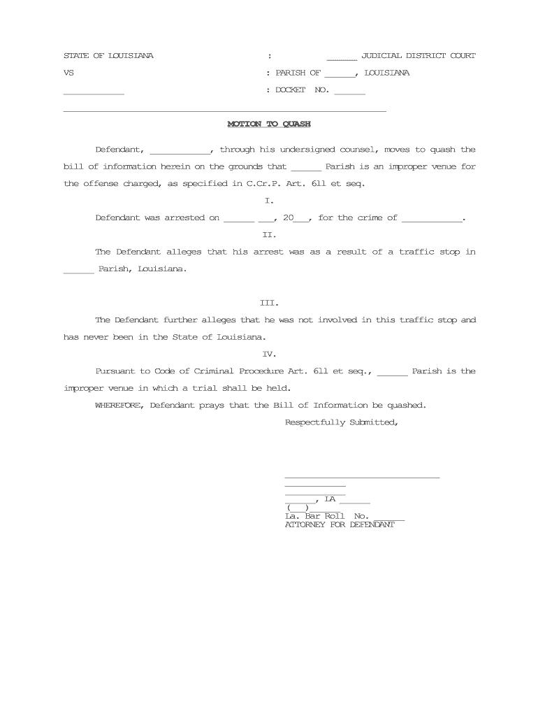 STATE of LOUISIANA Vs DATIN ODOM Louisiana  Form