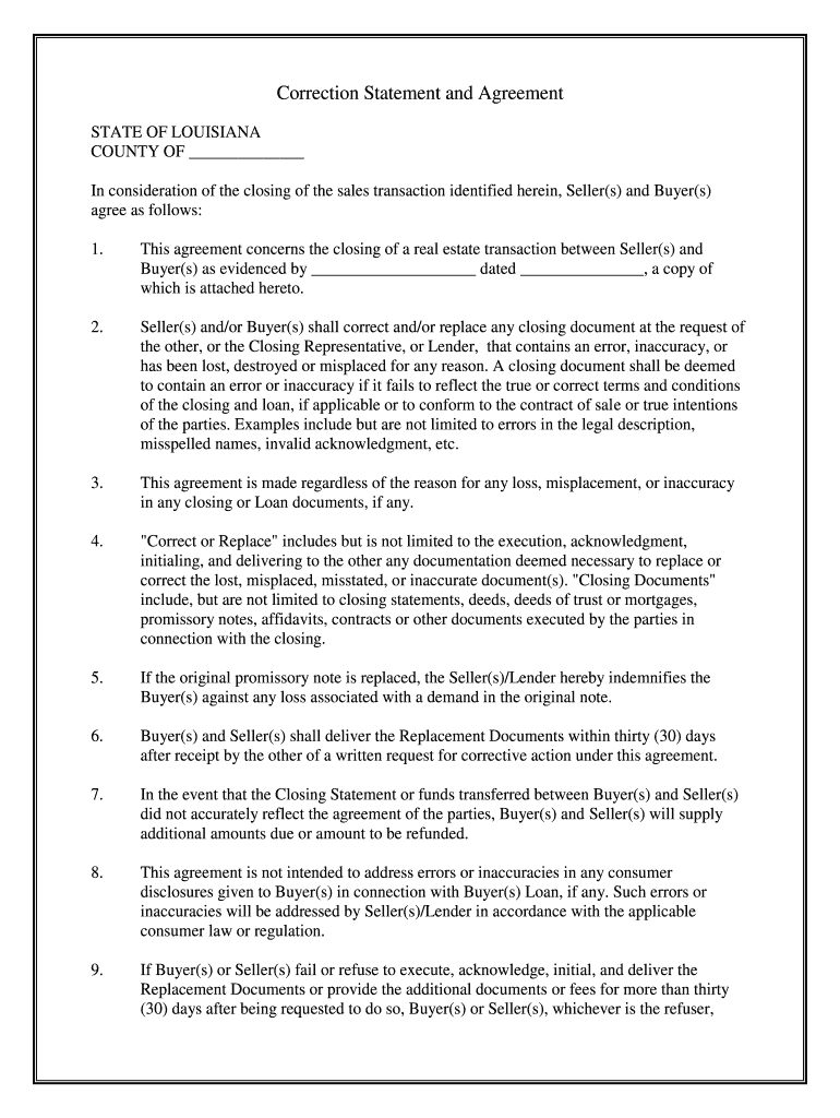 Sellers Andor Buyers Shall Correct Andor Replace Any Closing Document at the Request of  Form