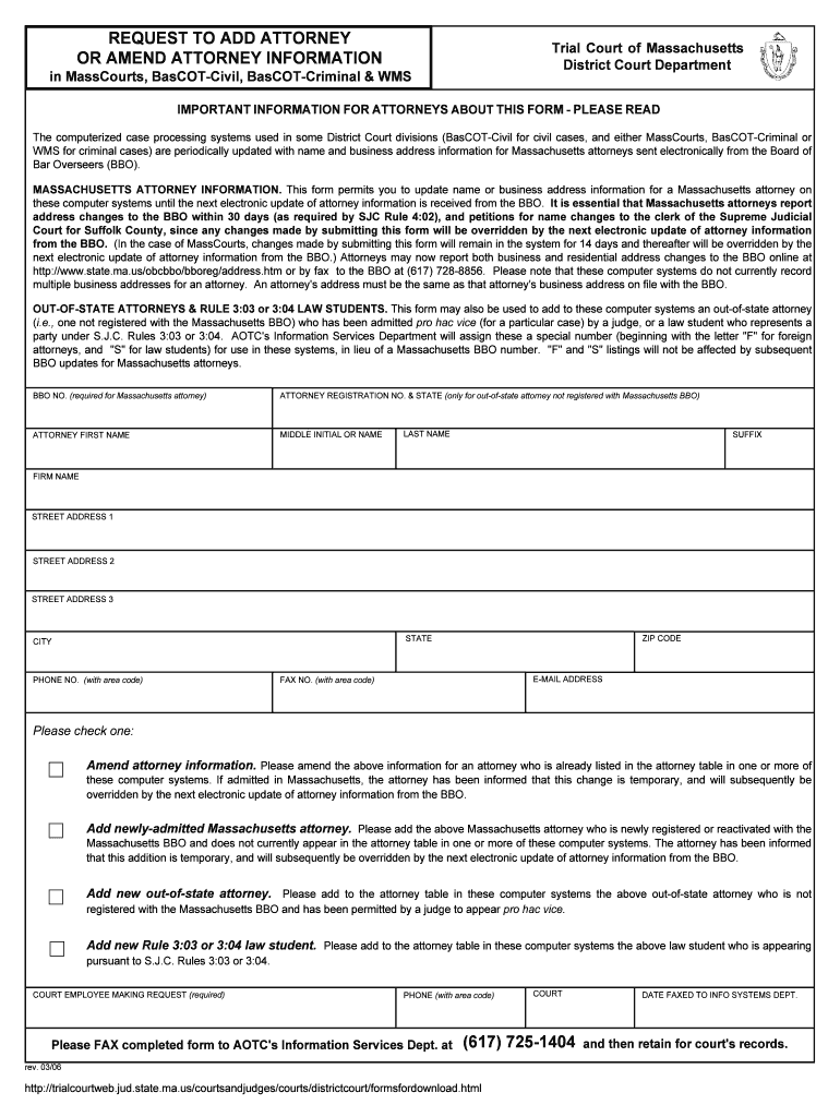 Request to Add Attorney or Amend Attorney Information