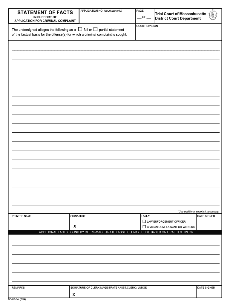 APPLICATION for CRIMINAL COMPLAINT  Form