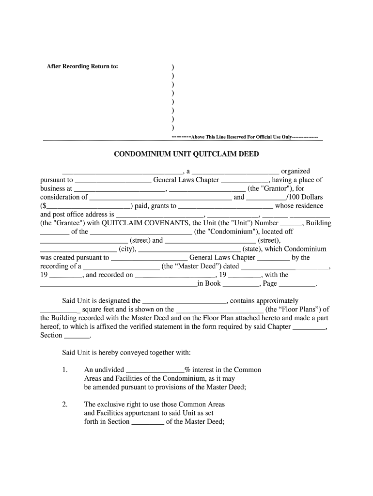 CONDOMINIUM UNIT DEED  Form