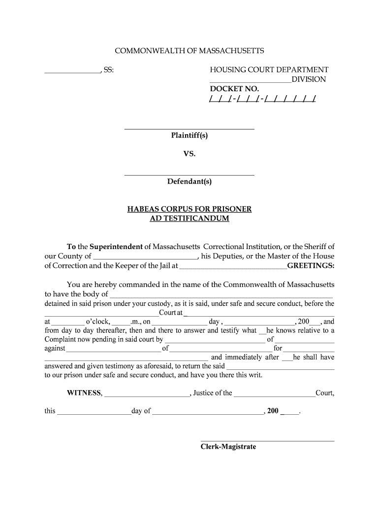 HABEAS CORPUS for PRISONER  Form