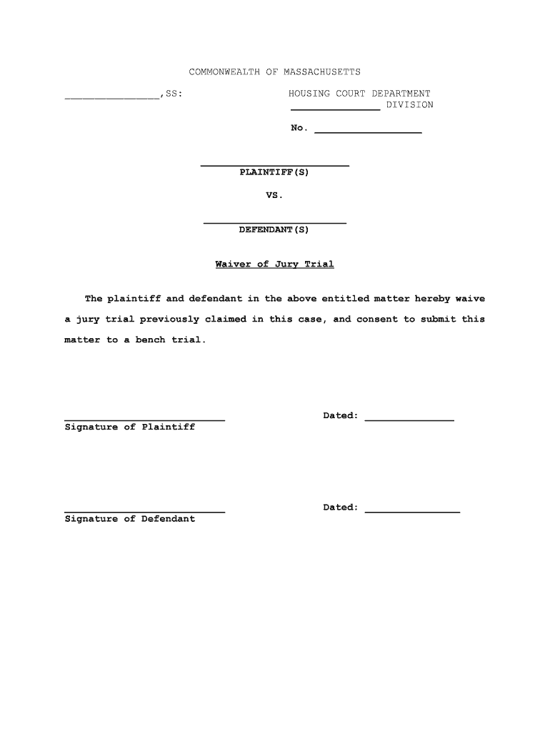 Jury Waiver Form Mass Gov