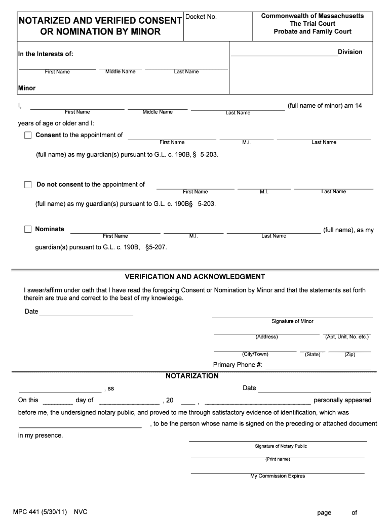 NOTARIZED and VERIFIED CONSENT  Form