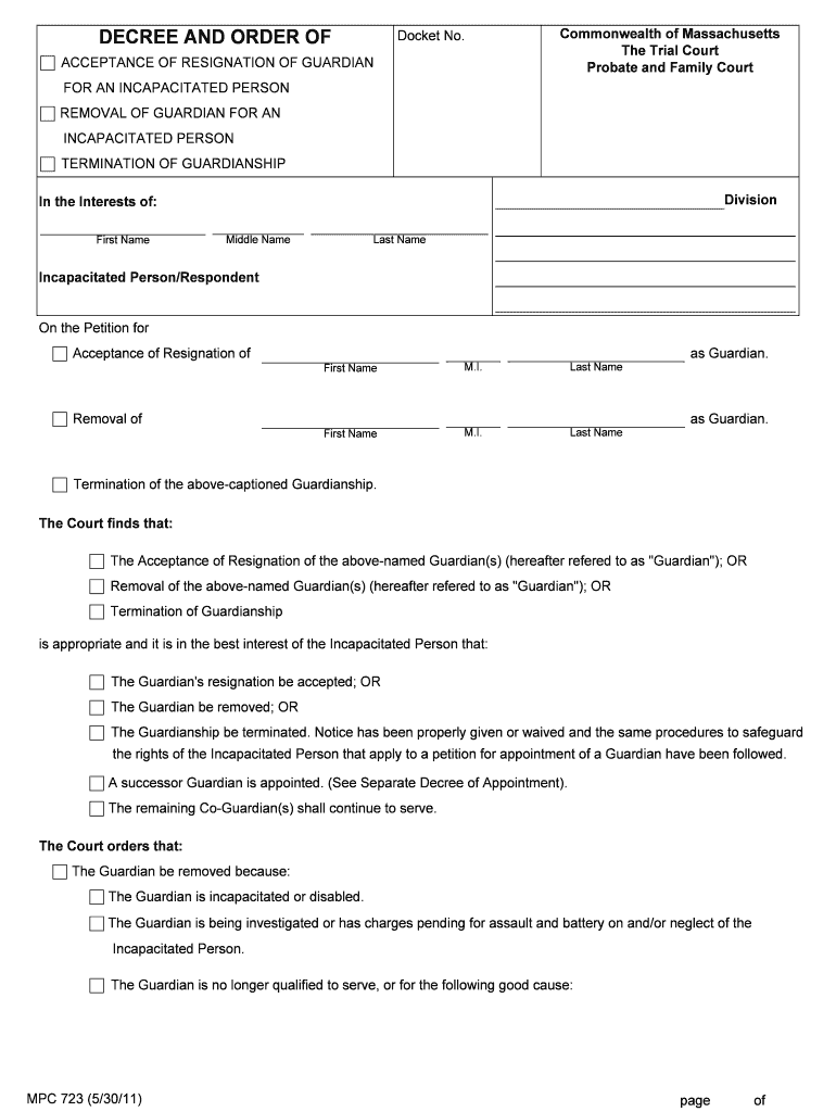 Fillable Online Mass Decree and Order of Resignation  Form