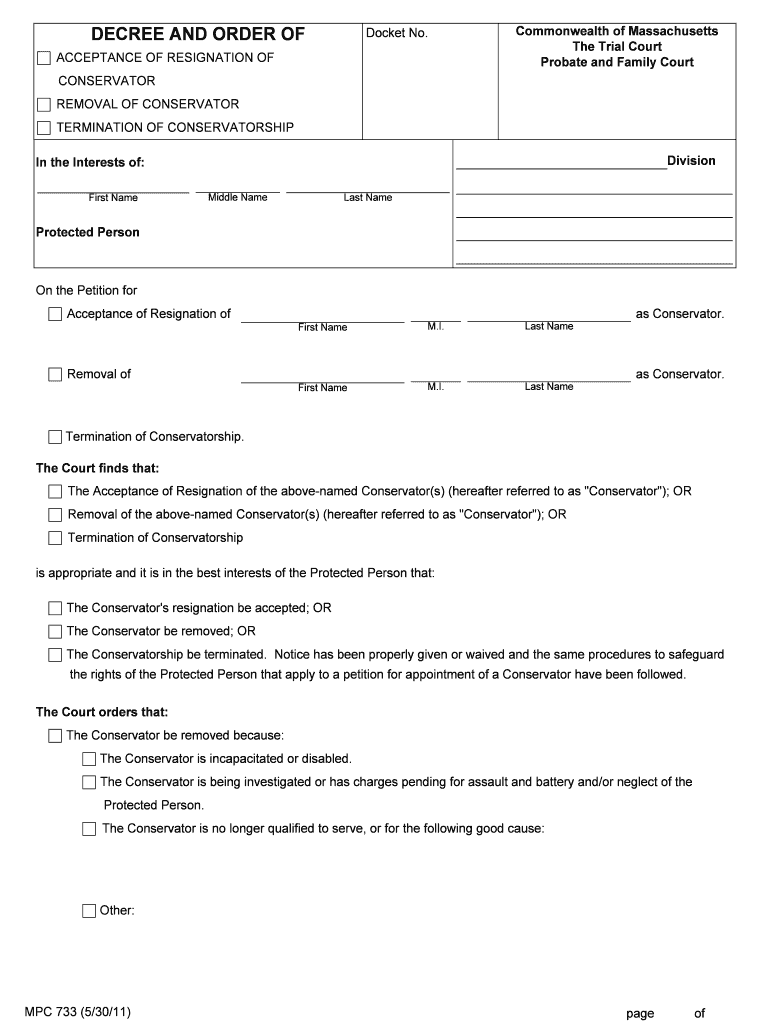 Justia Decree and Order of Acceptance of Resignation of  Form