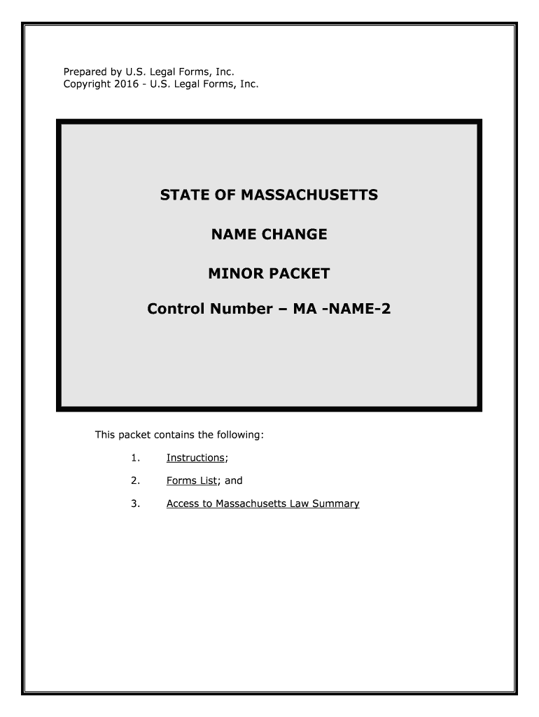 Massachusetts Minor Name Change Minor Name Change  Form