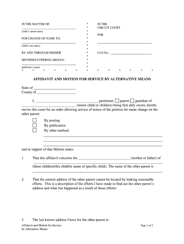 Courts in Gov Verified Petition for Name Change for a  Form