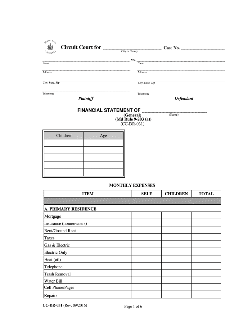 CC DR 031 Form