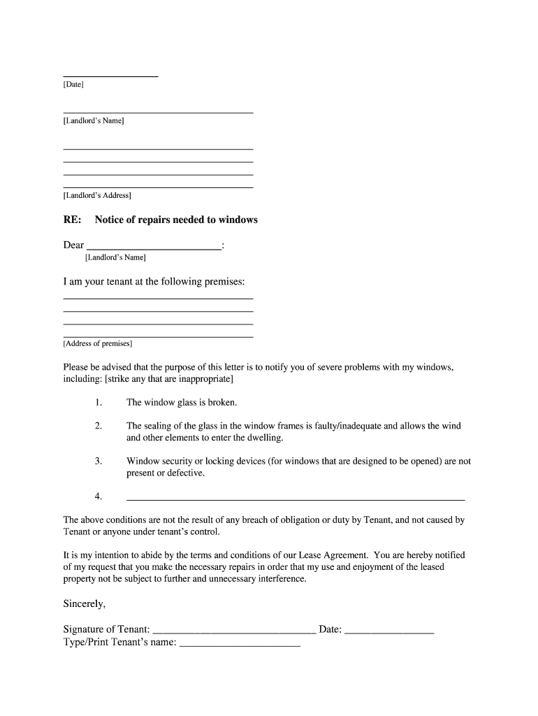 Tenant or Anyone under Tenants Control  Form