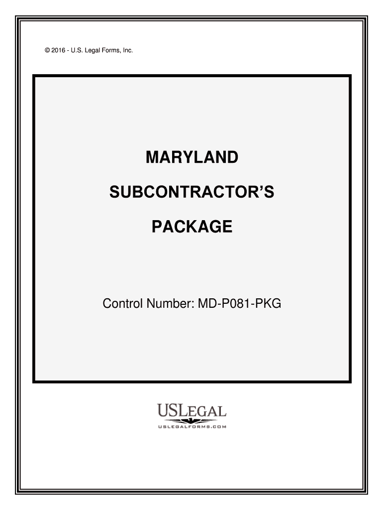 Control Number MD P081 PKG  Form