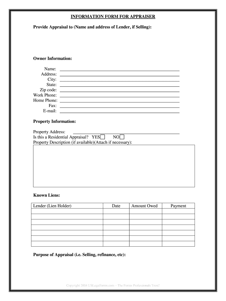 Momentum Order Appraisals  Form