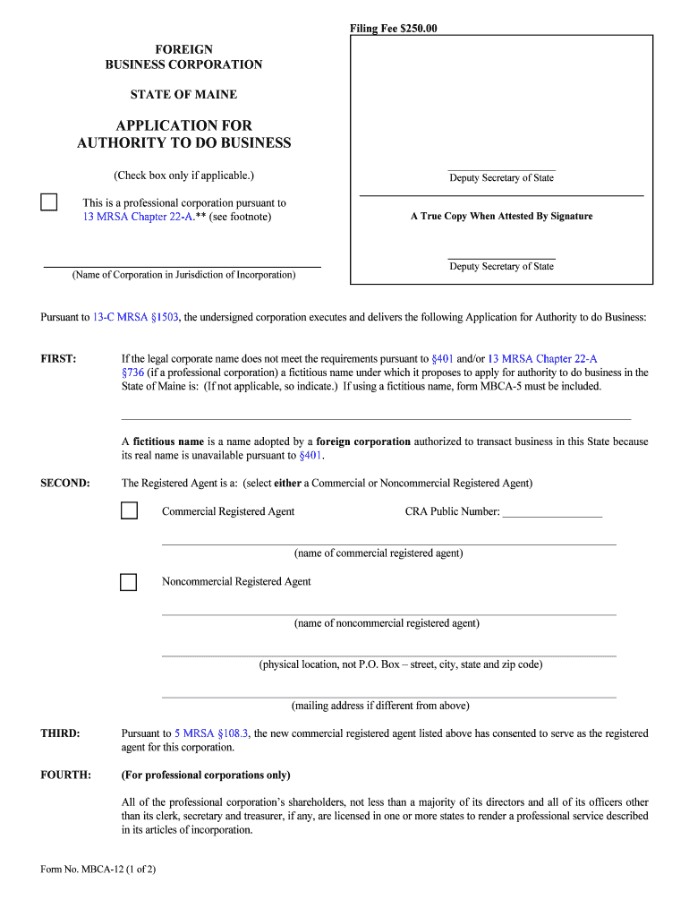 AUTHORITY to DO BUSINESS  Form