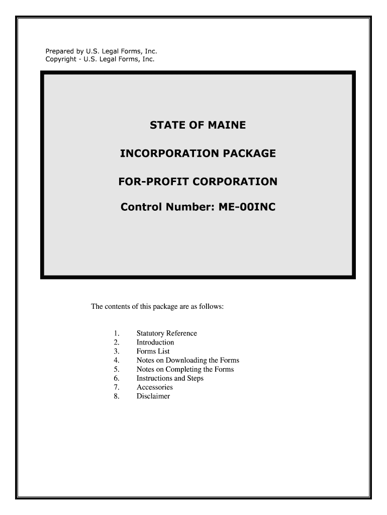 Articles of Incorporation in the State of MaineLegalZoom  Form