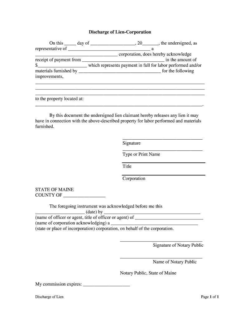 RELEASE of LIEN and WARRANTY the Undersigned  Form