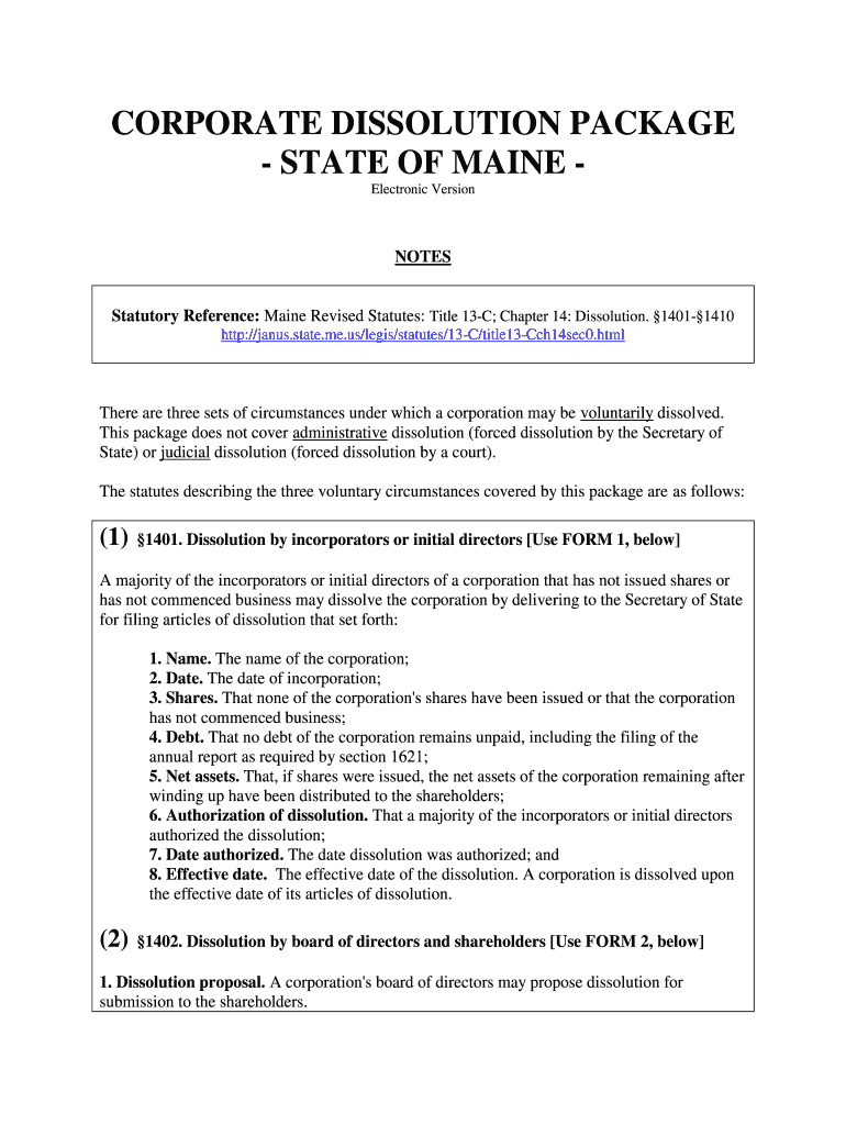 CORPORATE DISSOLUTION PACKAGE  Form