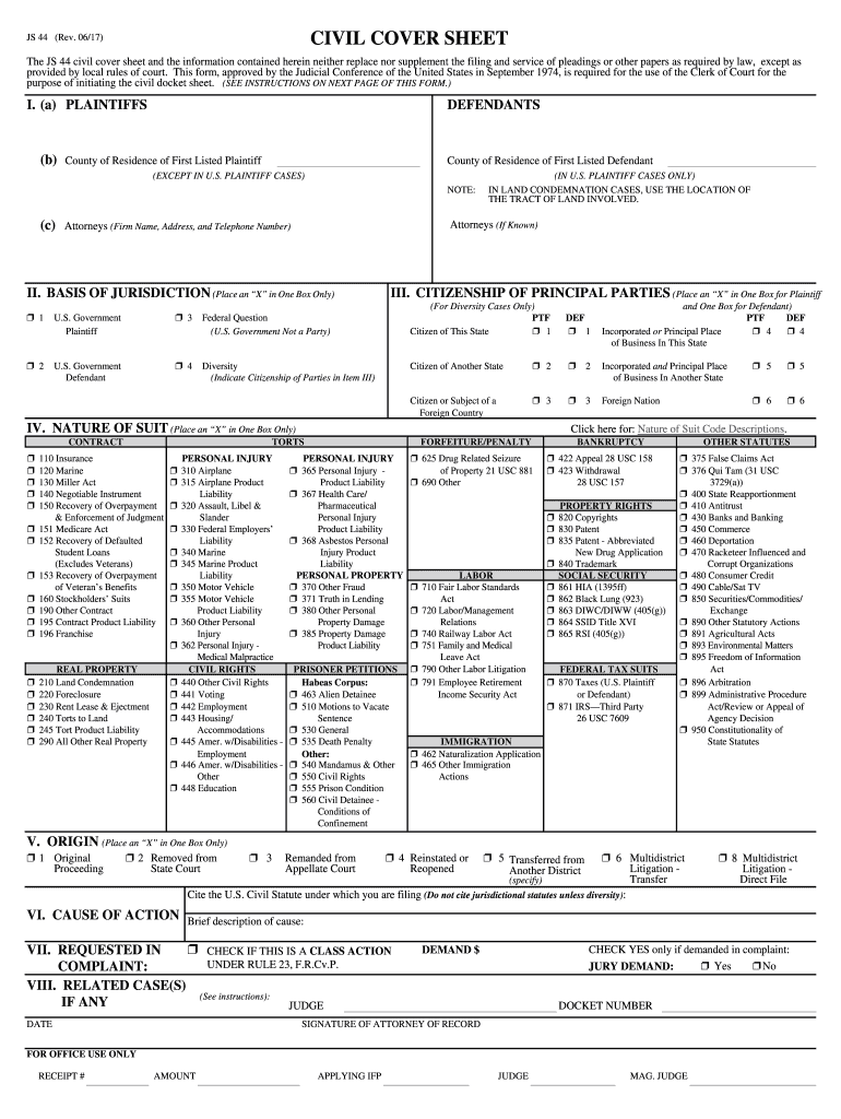 Civil Cover Sheet State Nv Us  Form