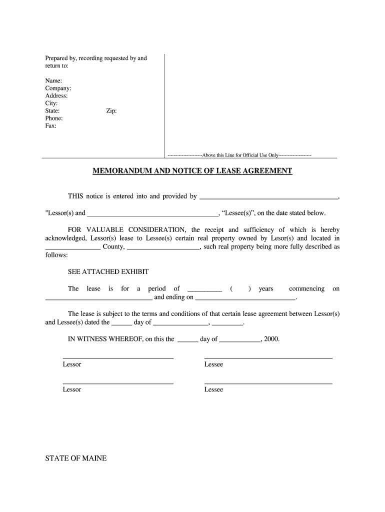 Lessor Name and Address  Form