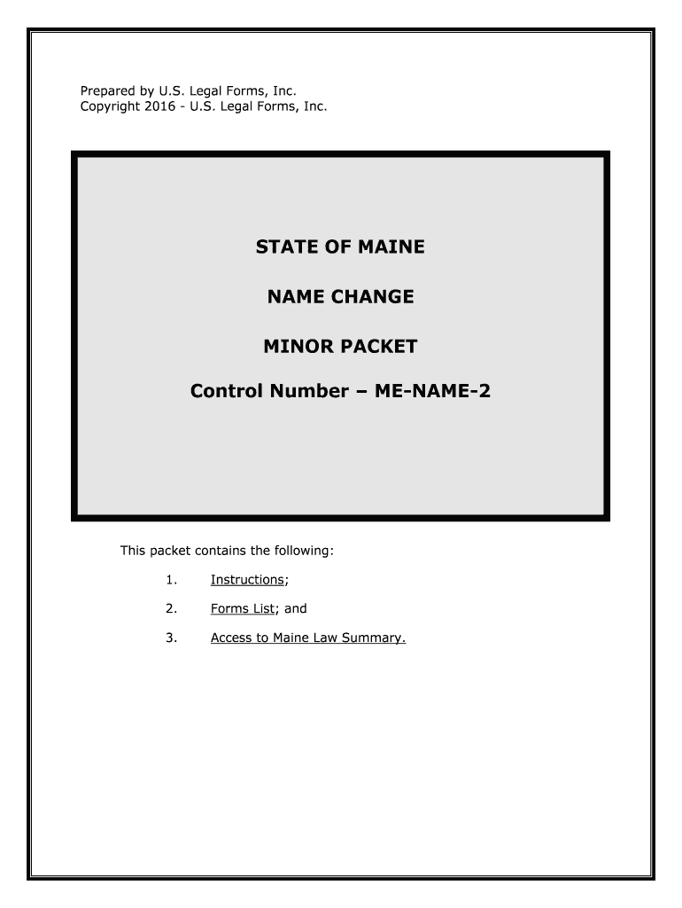 Maine Minor Name Change Minor Name Change  Form
