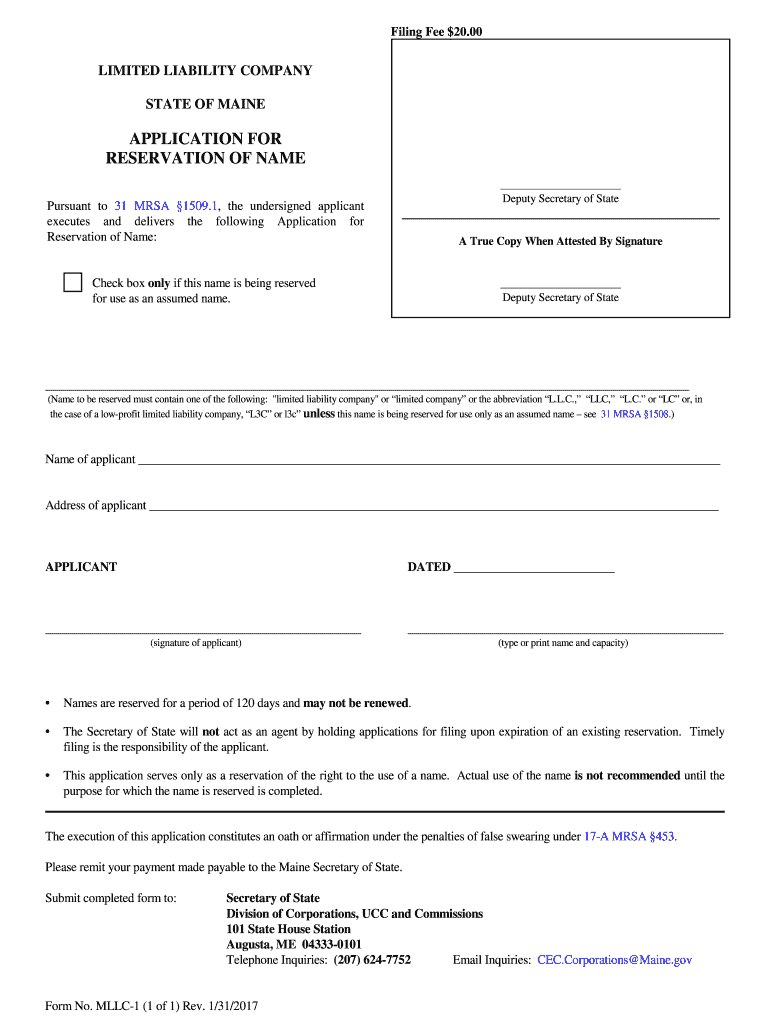 Pursuant to 31 MRSA 1509  Form