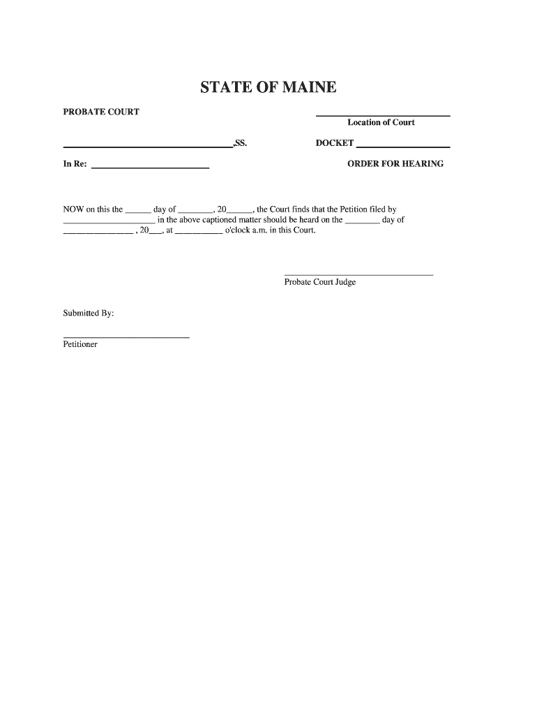 State of Maine Judicial Branch Probate Matters  Form