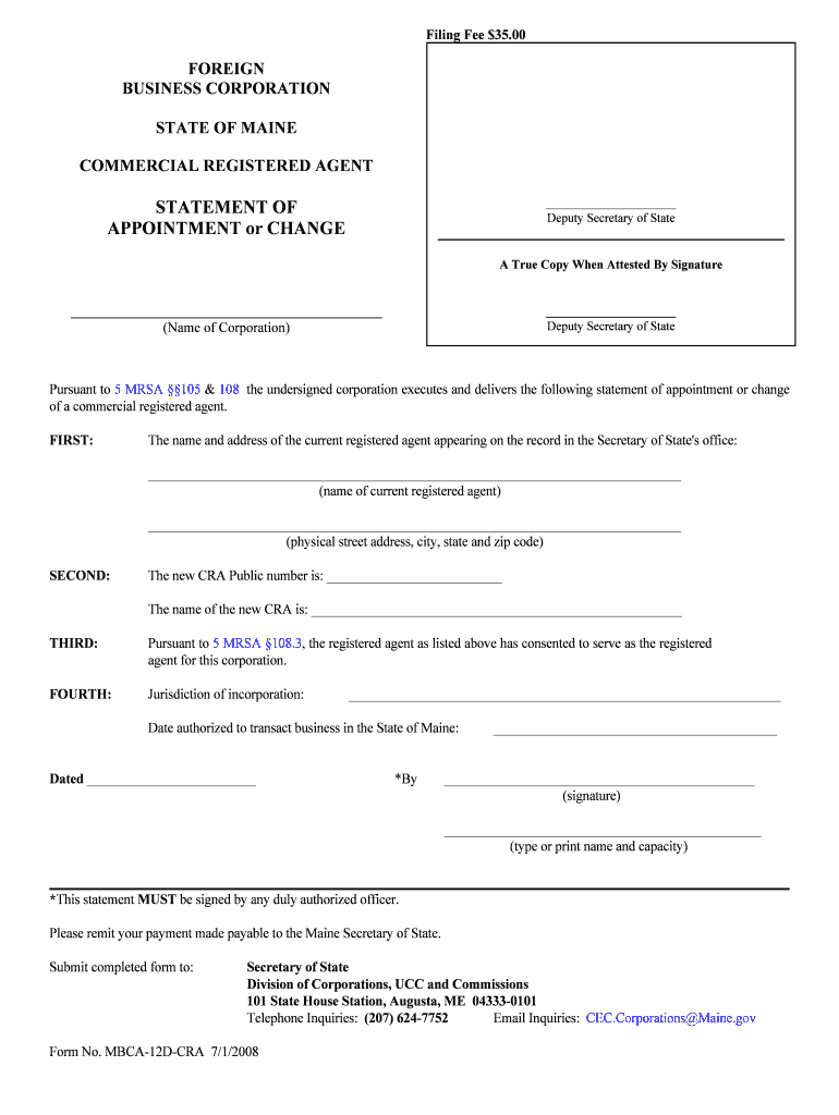 Statement of Appointment or Change of Agent State Forms