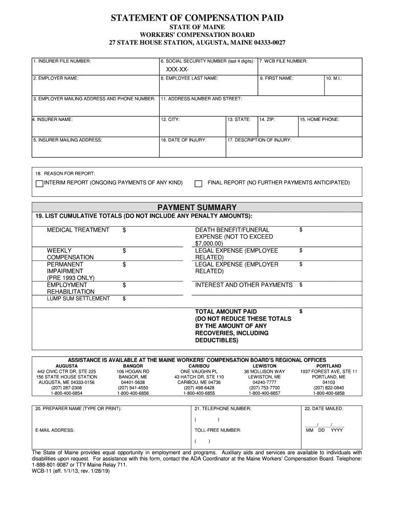 STATEMENT of COMPENSATION PAID  Form