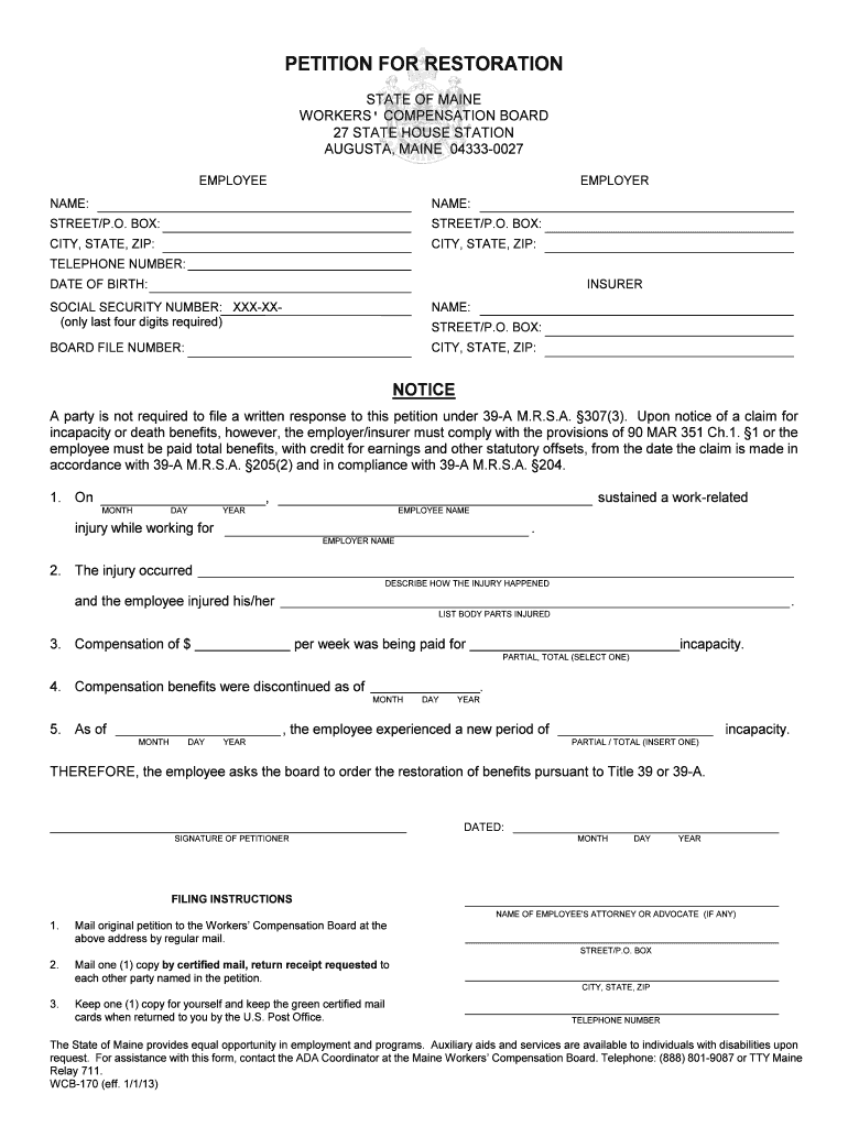 Petition for Payment of Medical and Related Services WCB  Form