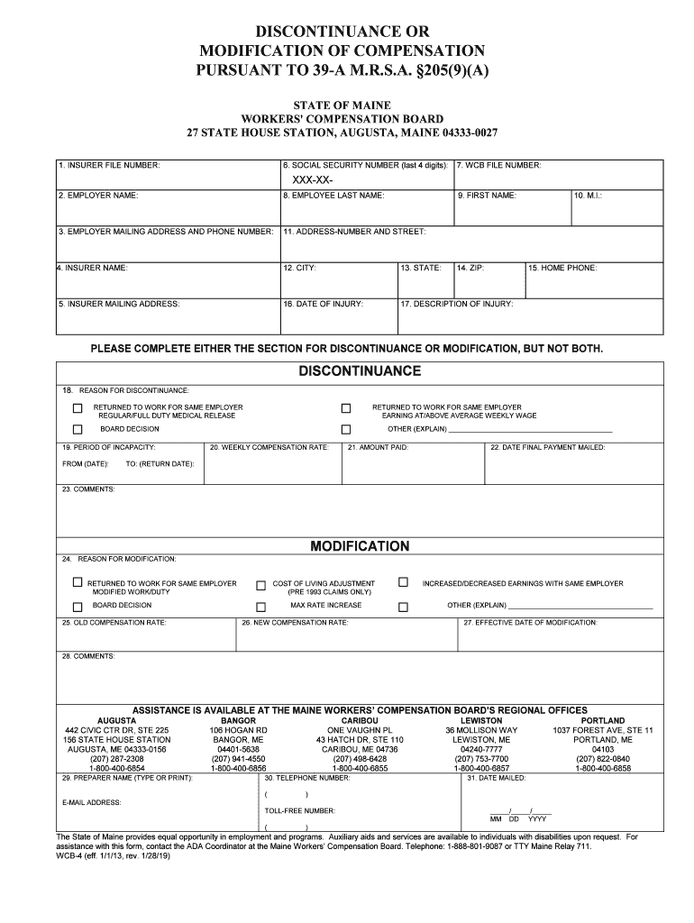 CERTIFICATE of DISCONTINUANCE or Maine Gov  Form