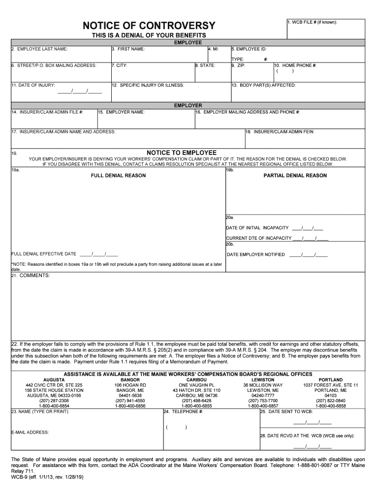 Notice of Controversy Maine Gov  Form