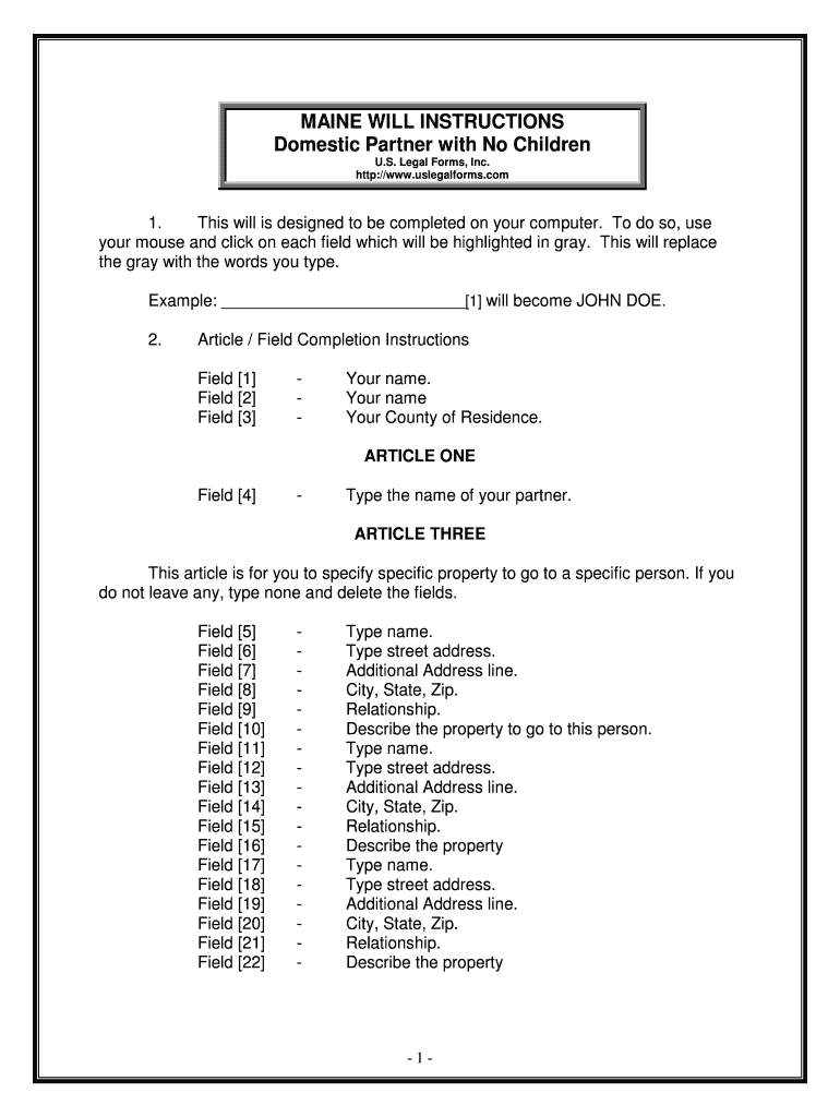 Type Name of Persons to Receive Estate If Partner  Form