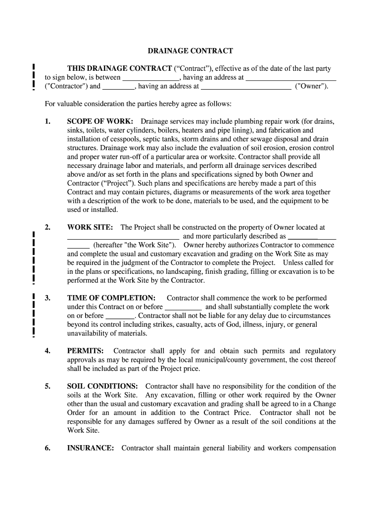 Drainage Work May Also Include the Evaluation of Soil Erosion, Erosion Control  Form