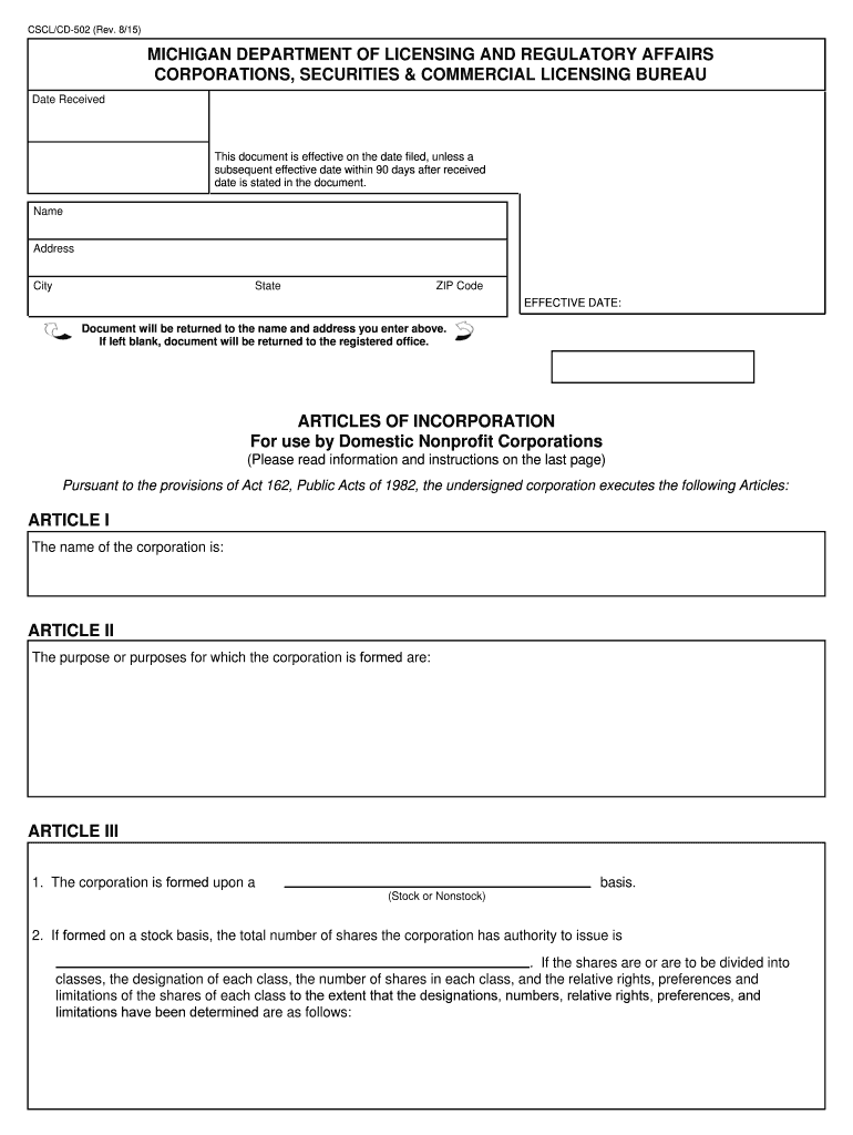 MICHIGAN DEPARTMENT of LICENSING and  Form