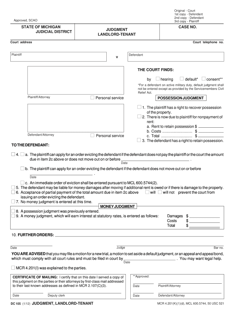 CIA 02, Judgment, Civil Infraction Michigan Courts State of  Form