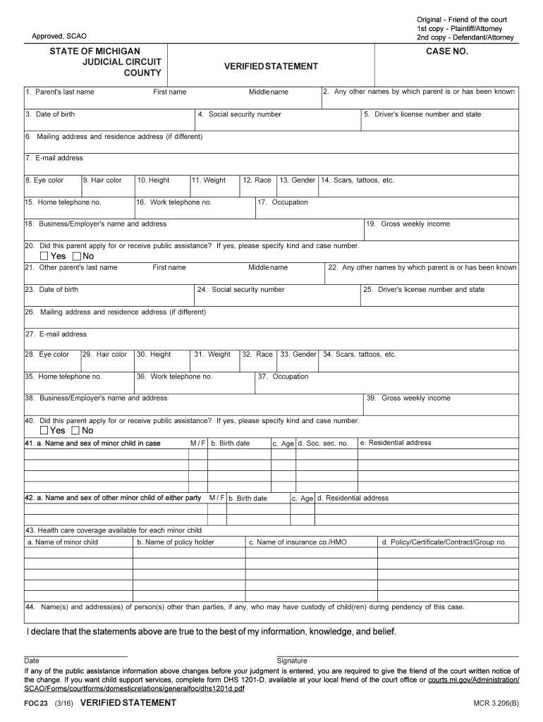 Form MI FOC 23 Fill Online, Printable, Fillable