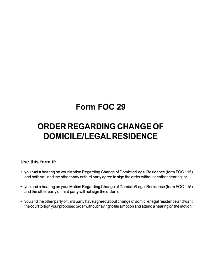 ORDER REGARDING CHANGE of  Form