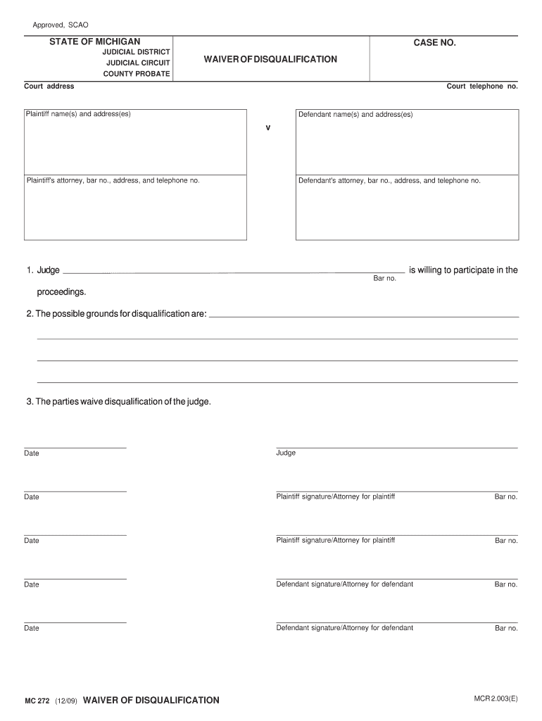 Mc272 Pmd Waiver of Disqualification  Form