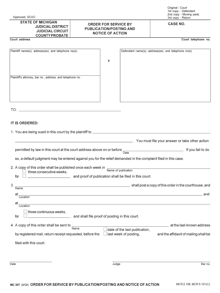 Justia Order for Publication or Posting and Notice of  Form