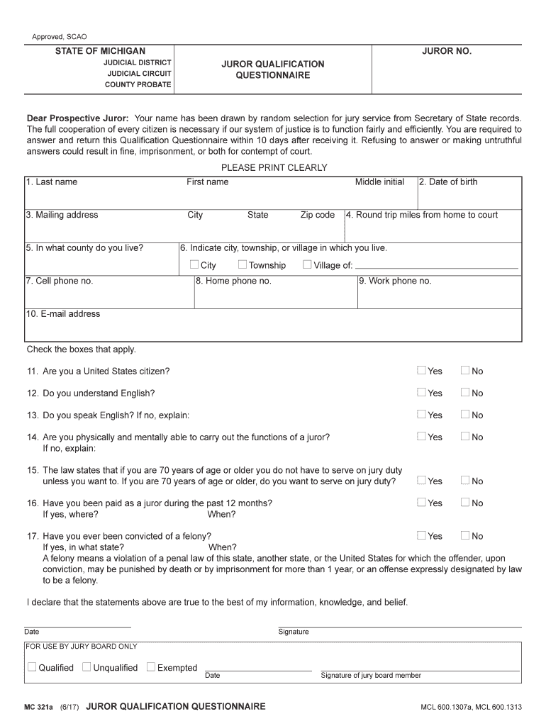 Dear Prospective Juror Your Name Has Been Drawn by Random Selection for Jury Service from Secretary of State Records  Form