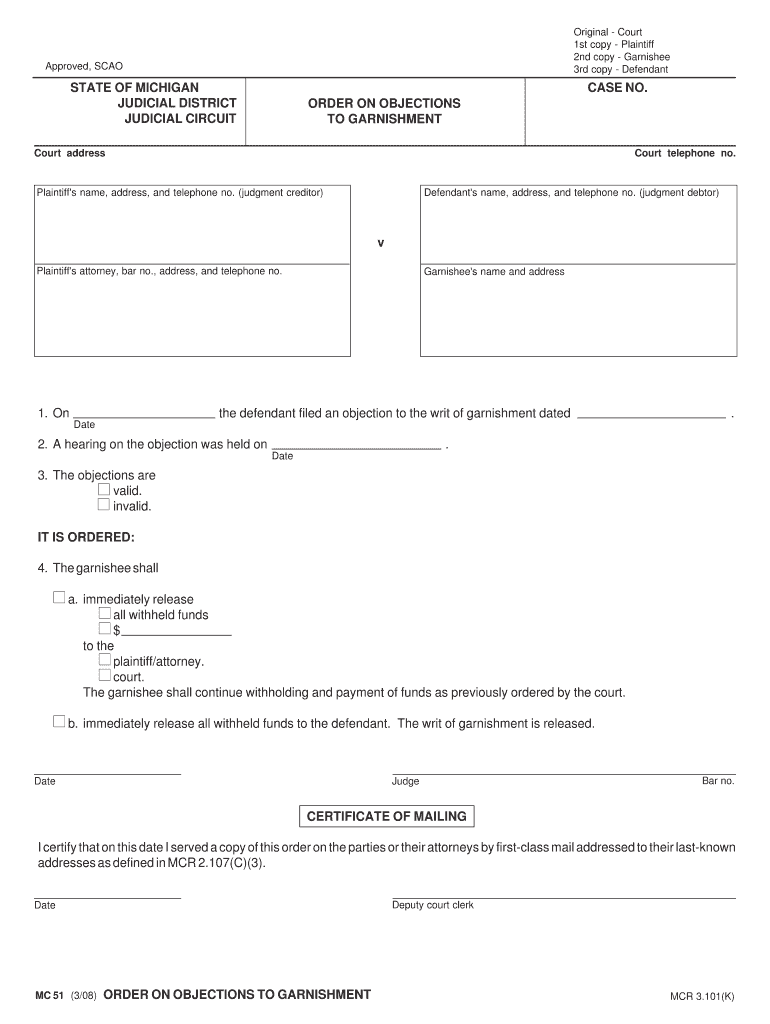 To GARNISHMENT  Form