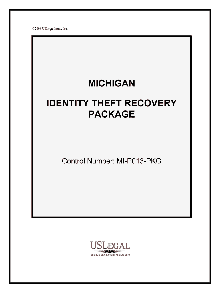 AG Identity Theft Recovery State of Michigan  Form