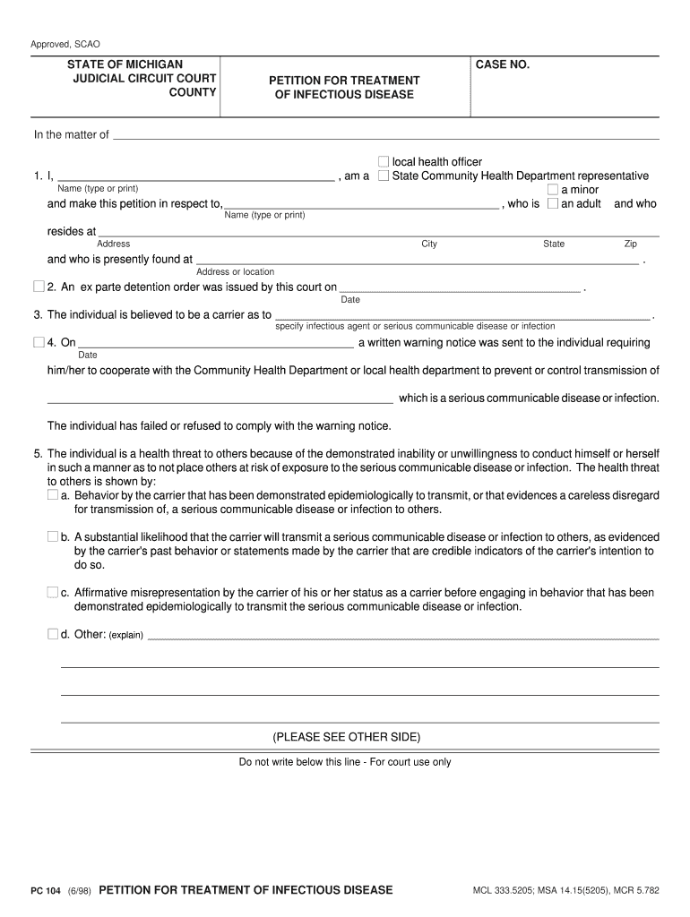 PETITION for TREATMENT  Form