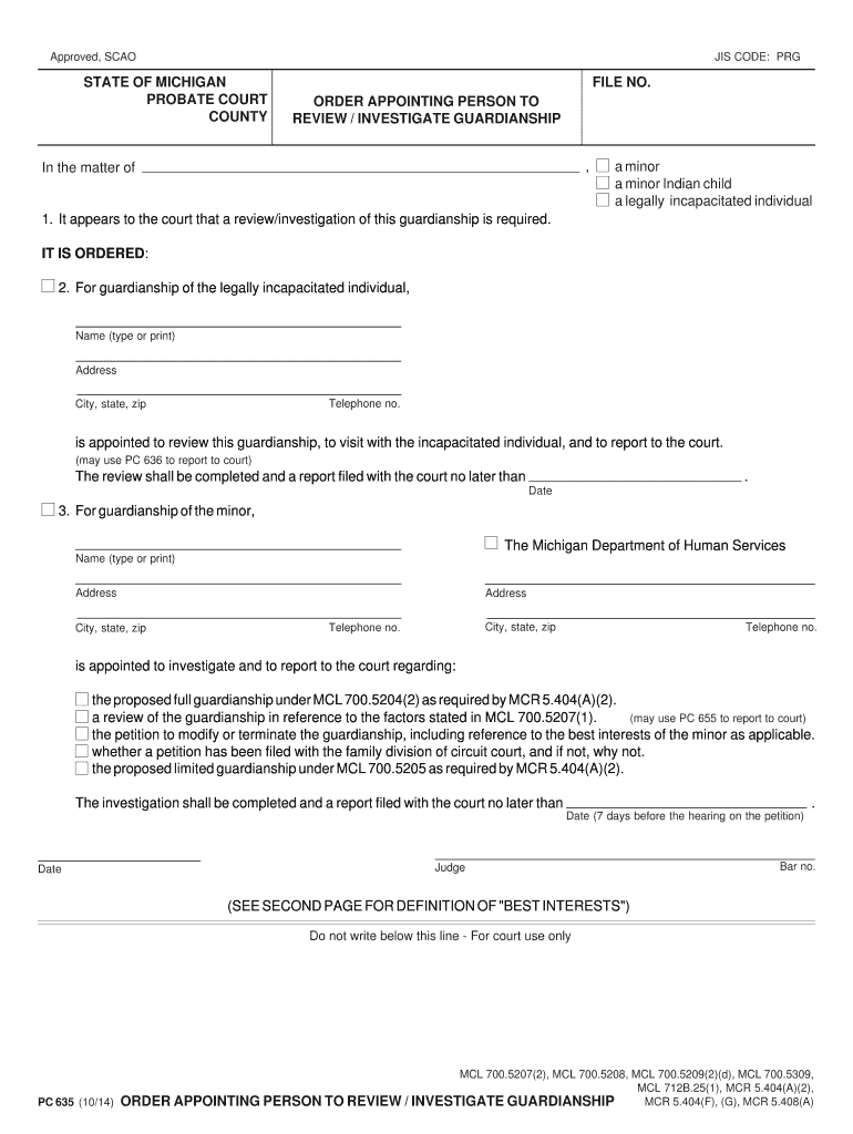 Pc635 Michigan Courts State of Michigan  Form