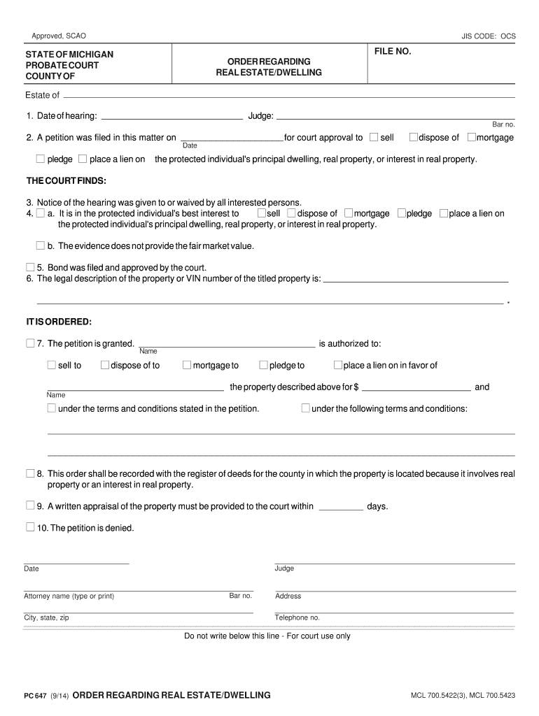 1 Date of Hearing Judge 2 , as Personal Representative of  Form